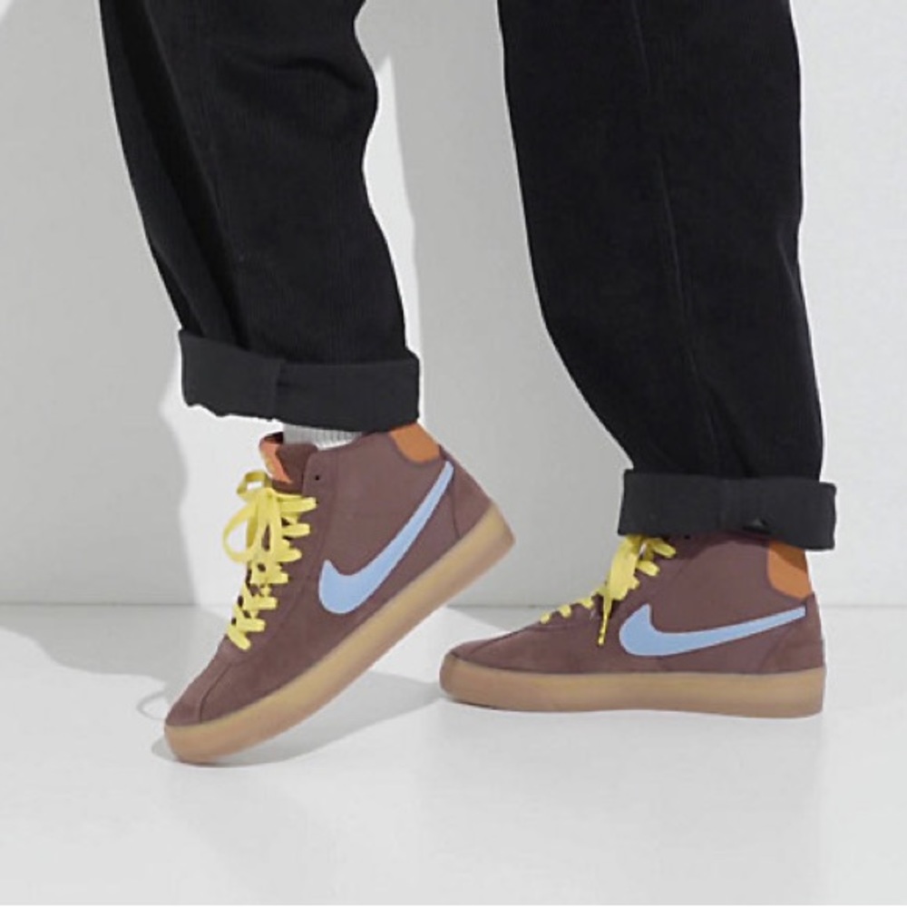 Nike SB Bruin Hi Premium Sneakers Shoes Suede Brown “Why So Sad” - Picture 2 of 9